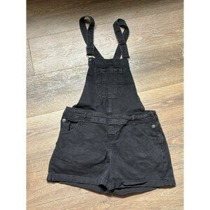 Black Denim Overall Shorts Size XL Adjustable Straps Casual Womens Summer Wear